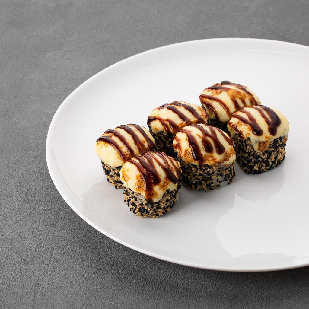 Baked roll with salmon